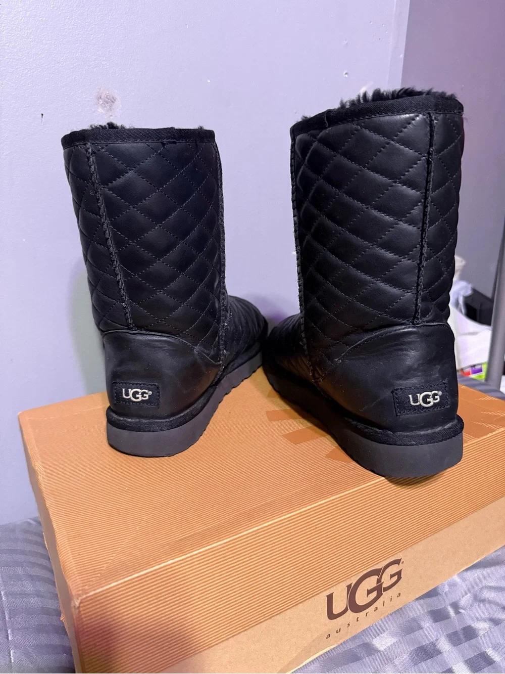 UGG Quilted Short Shearling-Lined Boots - Black
